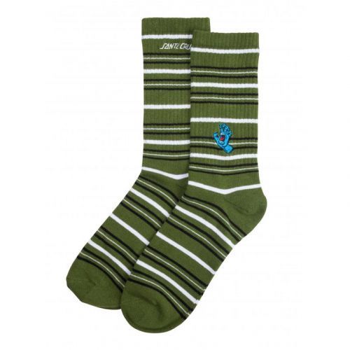 ponožky SANTA CRUZ - Screaming Mini Hand Stripe Sck Dill Green Stripe (DILL GREEN STRIPE) velikost:
