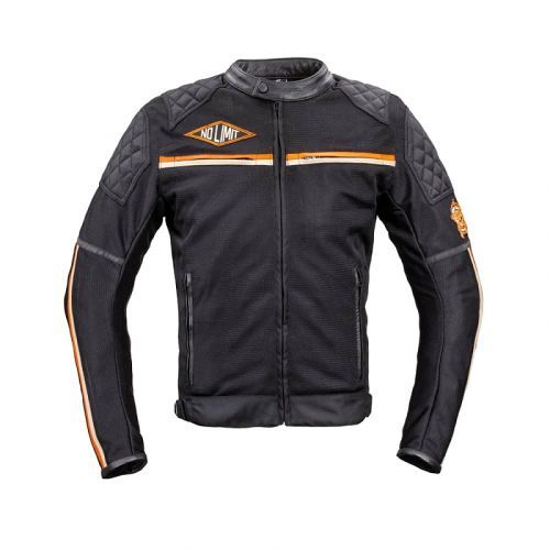 Pánská moto bunda W-TEC 2Stripe Barva černo-béžovo-oranžová, Velikost 3XL