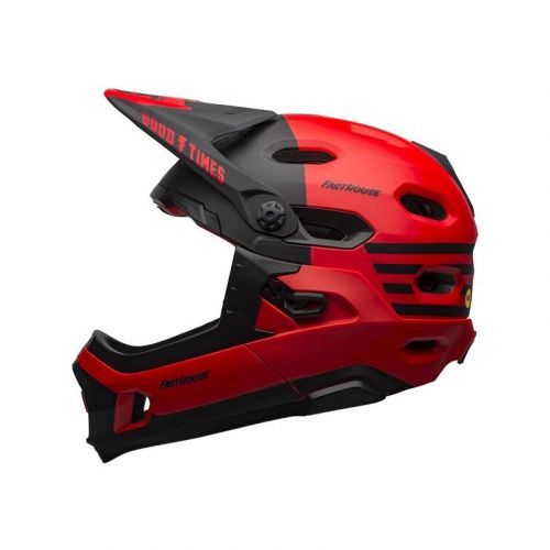 Přilba Bell Super DH MIPS - Mat/Glos Red/Black Fasthouse - Velikost M (55- 59cm)