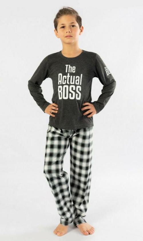 Dětské pyžamo dlouhé Actual boss - chlapecké - tmavě šedá 9 - 10