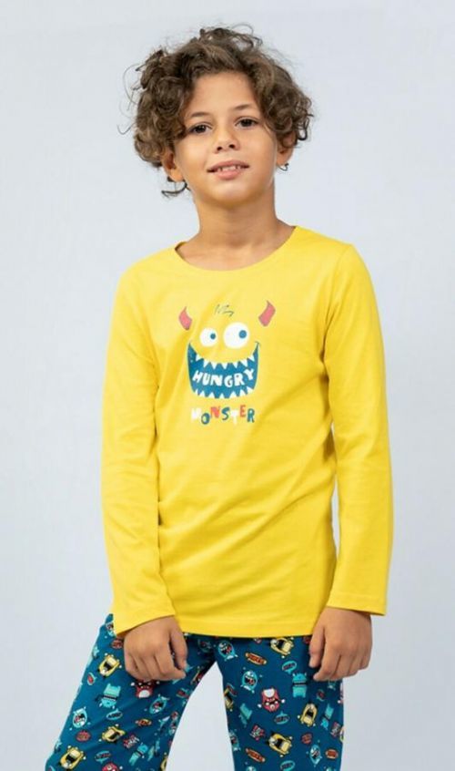 Dětské pyžamo dlouhé Monster - žlutá 3 - 4