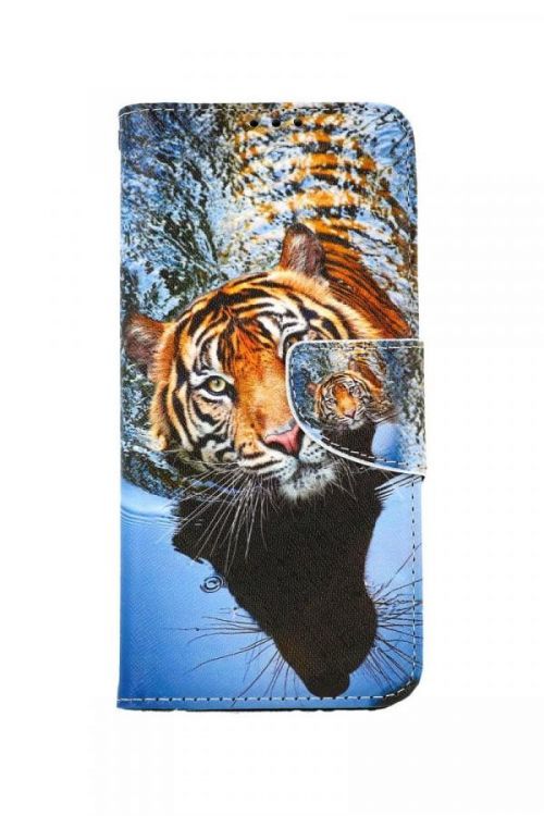 Pouzdro TopQ Samsung A22 knížkové Hnědý tygr 66283