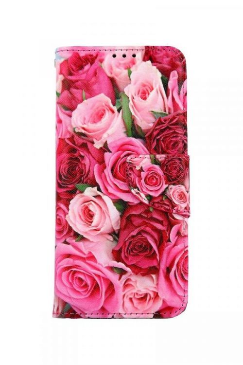 Pouzdro TopQ Samsung A22 knížkové Růžové růžičky 66274