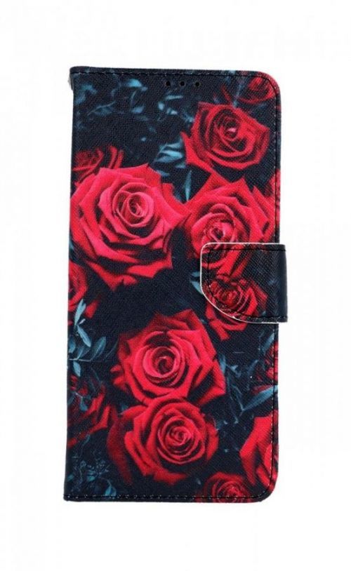 Pouzdro TopQ Samsung A22 knížkové Červené růžičky 66230