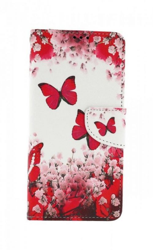Pouzdro TopQ Samsung A22 knížkové Růžoví motýlci 66196