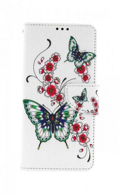 Pouzdro TopQ Samsung A22 knížkové Motýlci s květinou 66175