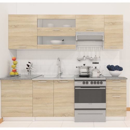 Tempo Kondela Kuchyňská linka FABIANA 2,4 m - dub sonoma/bílá