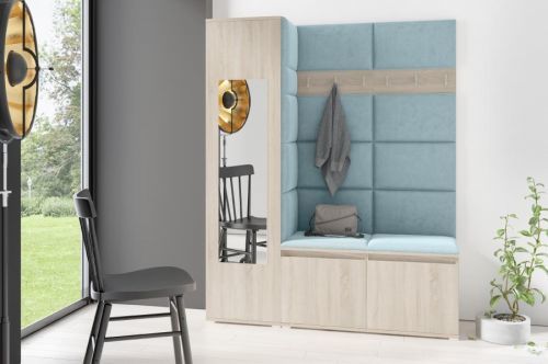 Eka Předsíňová stěna s čalouněnými panely Trinity 14 - Sonoma / Světlá modrá 2322