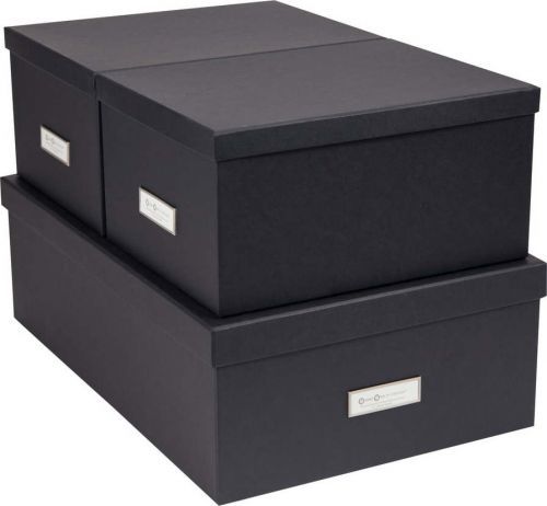 Sada 3 tmavě šedých úložných krabic Bigso Box of Sweden Inge