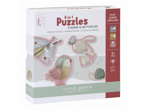 Little Dutch Puzzle 6v1 - květiny a motýli