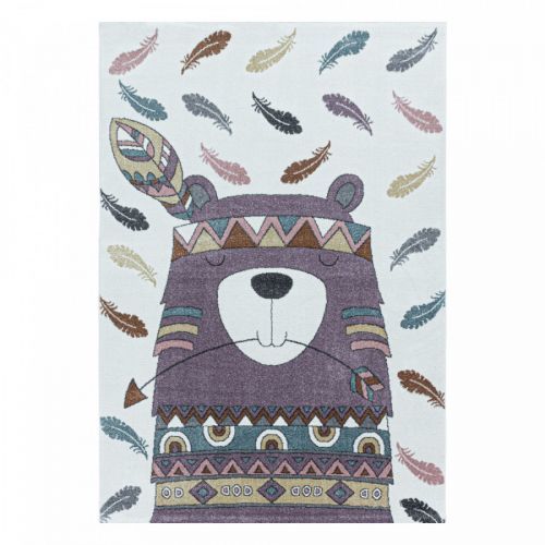Ayyildiz Dětský kusový koberec Funny 2104 - bílá/ fialová/ vzor medvěd 160x230 cm
