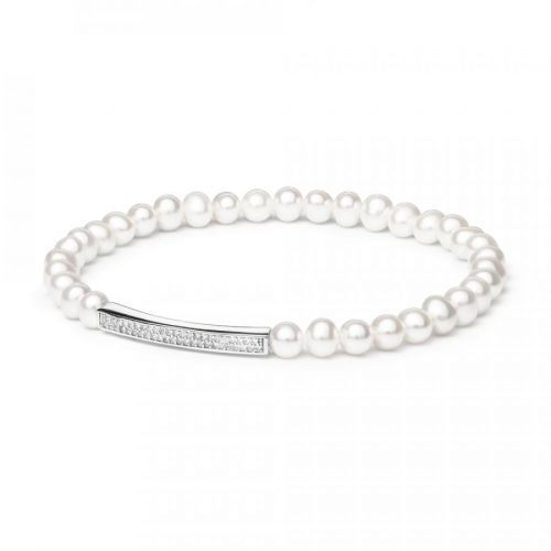 Flexibilní perlový náramek Noya se stříbrnou dekorací - LPS19222BW