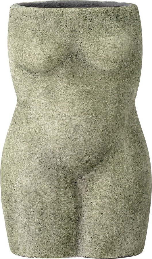 Šedozelená váza z terakoty Bloomingville Emeli, výška 16 cm