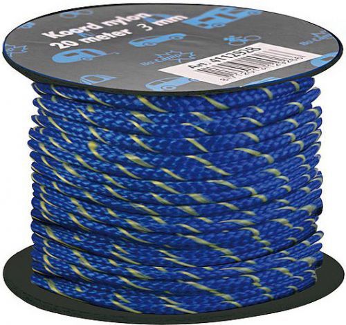 Šňůra ke stanu Bo-Camp Nylon Guy Rope 20m 3mm Barva: modrá/žlutá