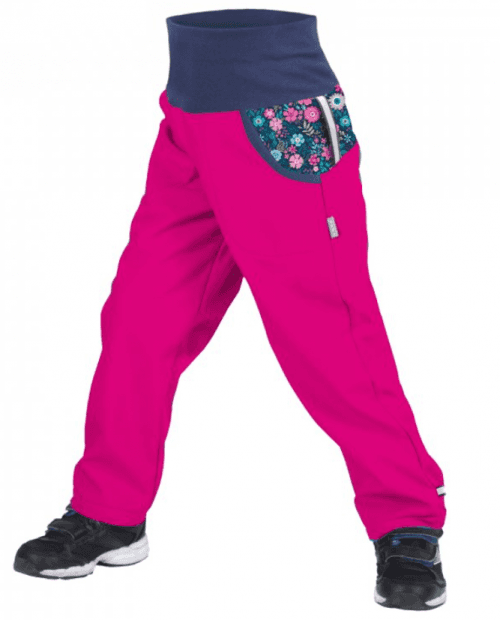 Dětské softshellové kalhoty Unuo Fleece vzor Dětská velikost: 98-104 / Barva: růžová