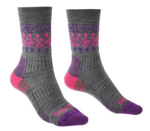Dámské ponožky Bridgedale Hike LW MP Boot Velikost ponožek: 38-40 / Barva: šedá/růžová