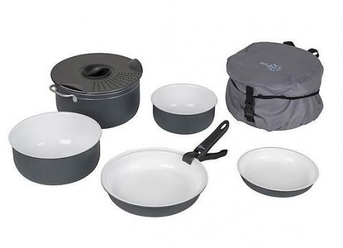 Sada nádobí Bo-Camp Cookware set Camping 7 Barva: černá/bílá