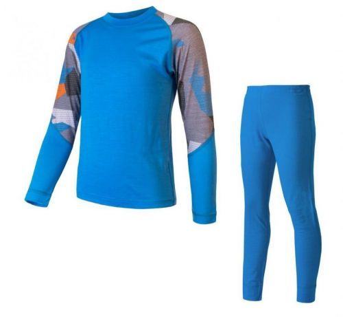 Dětský funkční set Sensor Merino Impress Set Dětská velikost: 130 / Barva: modrá