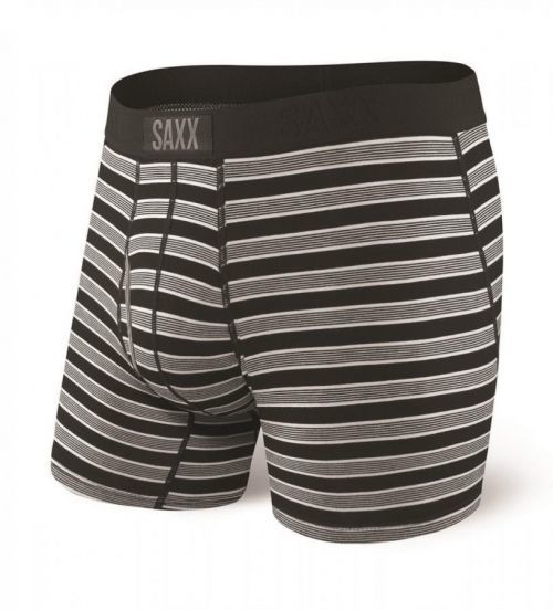 Boxerky Saxx Ultra Boxer Brief Fly Black Crew Stripe Velikost: S / Barva: černá/šedá