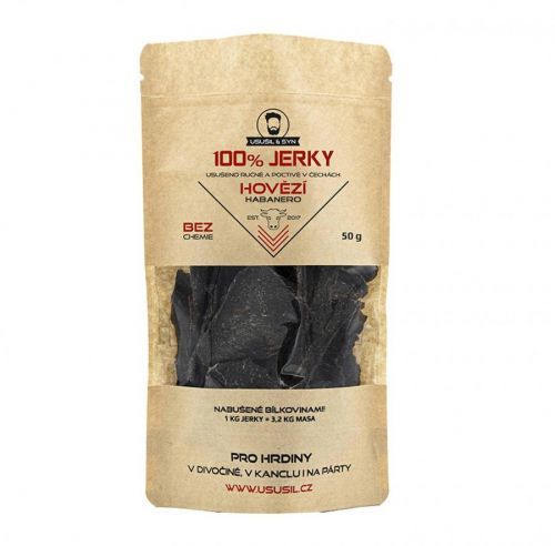 Sušené maso Usušil & Syn 100% JERKY Hovězí Habanero 50 g Příchuť: hovězí