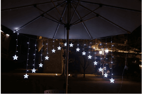 Vánoční osvětlení venkovní/vnitřní, Závěsné hvězdicové závěsy 136 LED, studená bílá, 5,6m