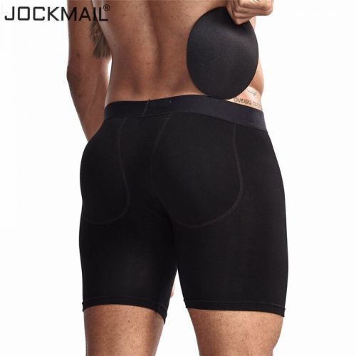 JOCKMAIL Dlouhé PUSH-UP boxerky s vložkami pro sexy zadek Barva: Černá, Velikost: M