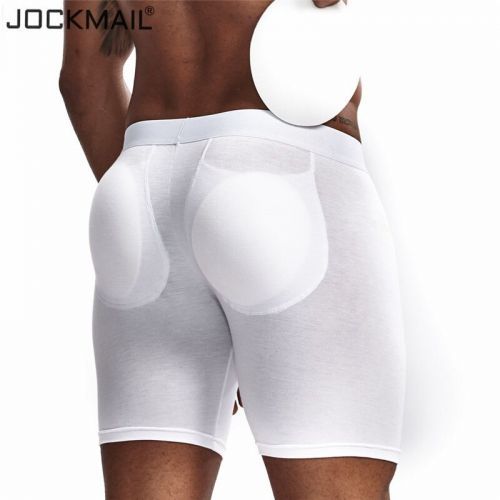 JOCKMAIL Dlouhé PUSH-UP boxerky s vložkami pro sexy zadek Barva: Bílá, Velikost: M