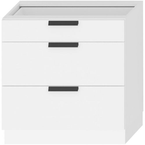 Kuchyňská Skříňka Denis D80s/3 Bílý Satén Mat/Bílý