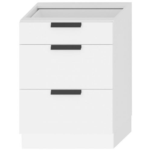 Kuchyňská Skříňka Denis D60s/3 Bílý Satén Mat/Bílý