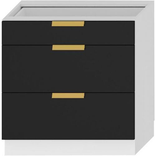 Kuchyňská Skříňka Denis D80s/3 Černá Mat Continental/Bílý