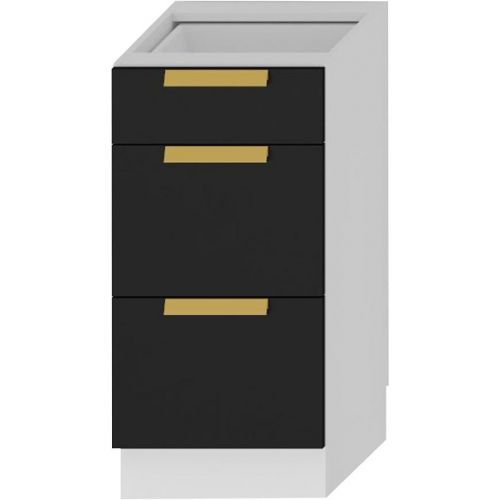 Kuchyňská Skříňka Denis D40s/3 Černá Mat Continental/Bílý