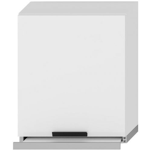 Kuchyňská Skříňka Denis W60/68 Slim Pl Se Stříbrnou Digestoří Bílý Satén Mat/Bílý