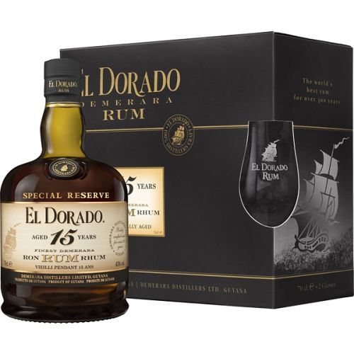 El Dorado Rum 15YO 0,7l 43%+2xSklo (holá láhev)
