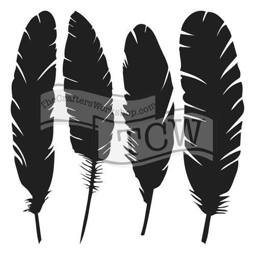 Plastová šablona - Four feathers (30,5 x 30,5 cm)