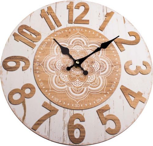 Dřevěné nástěnné hodiny Dakls Mandala, ø 34 cm