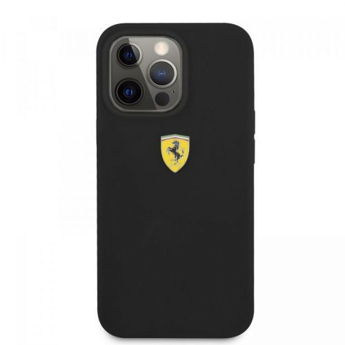 Silikonový kryt Ferrari Liquid Metal Logo FESSIHCS22LBK pro Samsung Galaxy S22 Ultra, černá