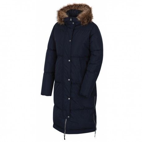 Husky Downbag L černá dámský zimní péřový kabát s kapucou a kožešinou HuskyTech 7000 M