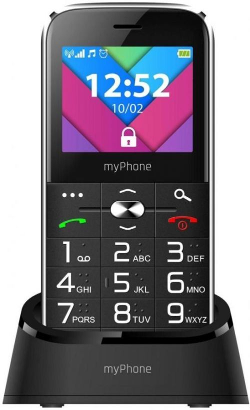 Telefon myPhone Halo C Senior černý s nabíjecím stojánkem
