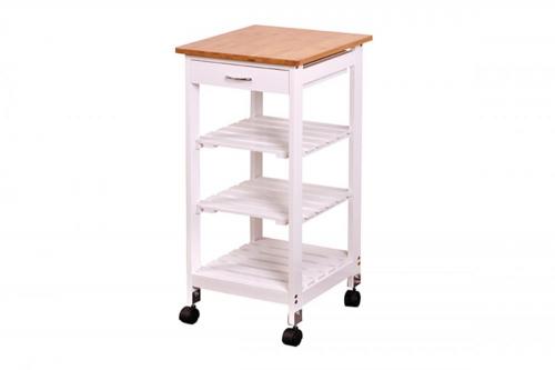 Regál policový bambusový na kolečkách, kostra MDF.