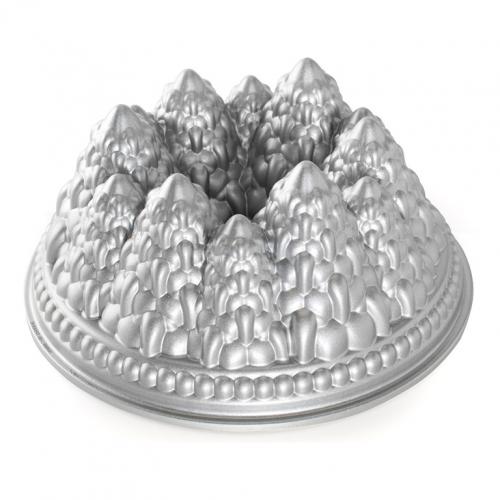 NordicWare Forma na bábovku se stromečky Pine Forest Bundt® stříbrná, Nordic Ware