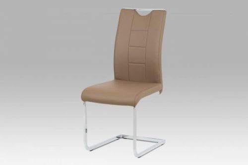 Jídelní židle latte koženka, chrom, DCL-411 LAT Autronic