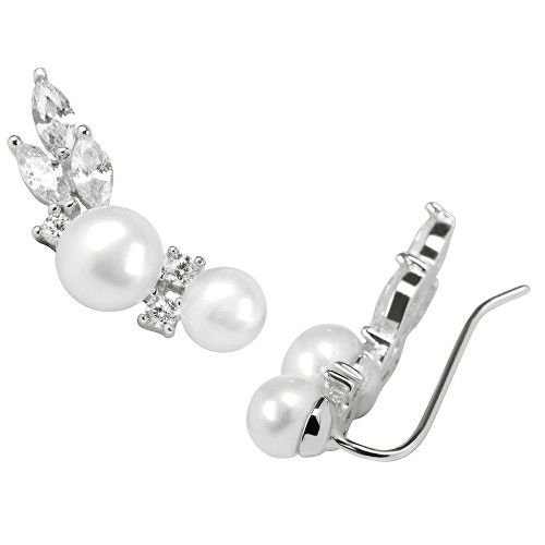 JwL Luxury Pearls Stříbrné záušnice s pravými perlami a krystaly JL0300