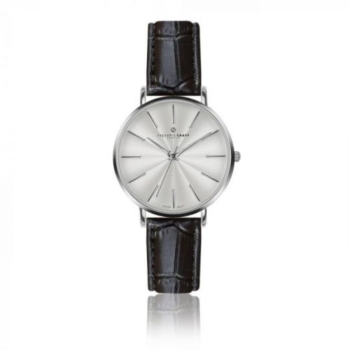 Dámské hodinky s černým páskem z pravé kůže Frederic Graff Silver Monte Rosa Croco Black Leather