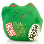 Japonská kočka štěstí Maneki Neko, zelená S JPa