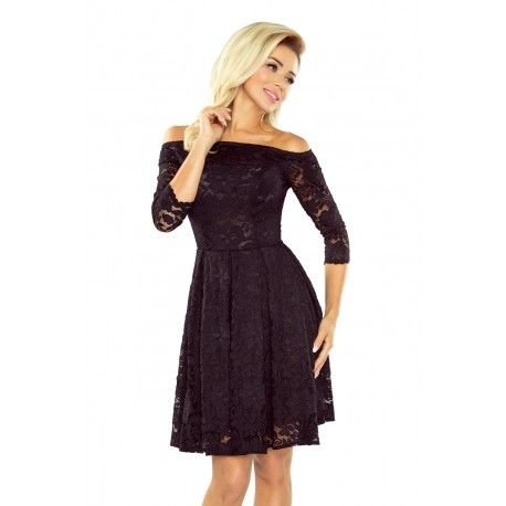 Krajkové šaty Sally s 3/4 rukávem černé, Velikost L, Barva Černá NUMOCO 168-1