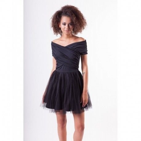 Krásné šaty s tylovou sukní SARAH černé, Velikost L, Barva Černá MOSQUITO 3511