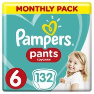 Pampers Plenkové kalhotky Pants 6 Měsíční balení 15+ kg, 132 ks