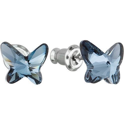 Evolution Group Náušnice bižuterie se Swarovski krystaly modrý motýl 51048.3