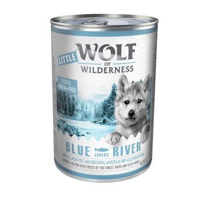 Little Wolf of Wilderness 6 x 400 g - Blue River Junior - Kuřecí a losos