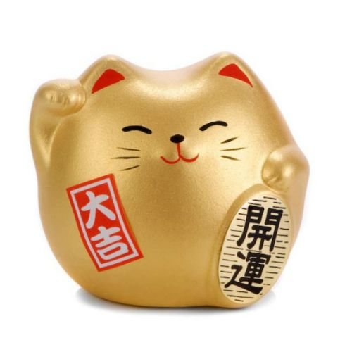 Japonská kočka štěstí Maneki Neko, zlatá S JPa